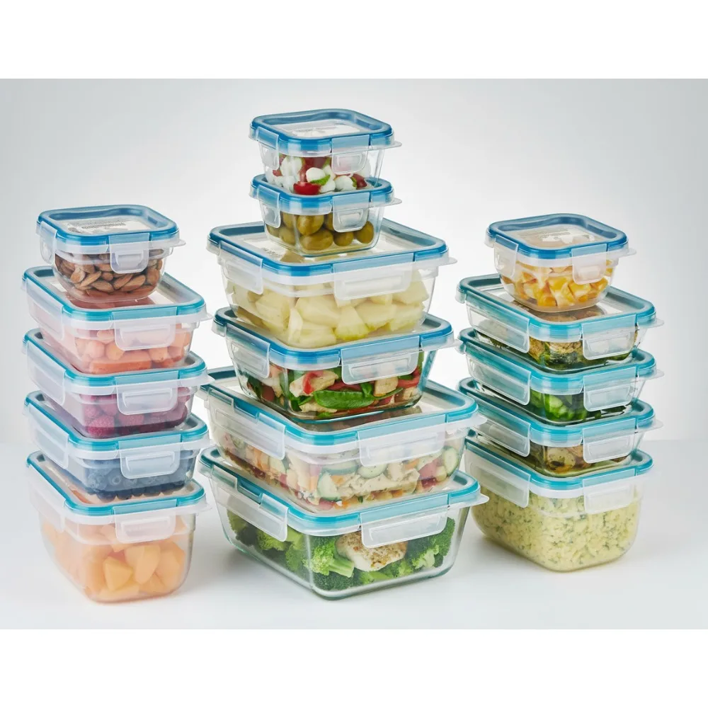 

16-Pack Glass & Plastic Food Storage Containers Set, BPA-Free Lids, Microwave/Dishwasher/Freezer Safe for Meal Prep