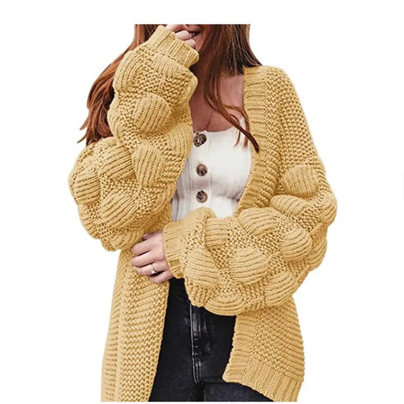 Cardigan à manches longues et col en V pour femmes, pull acrylique, mode décontractée, tout solide, automne, hiver