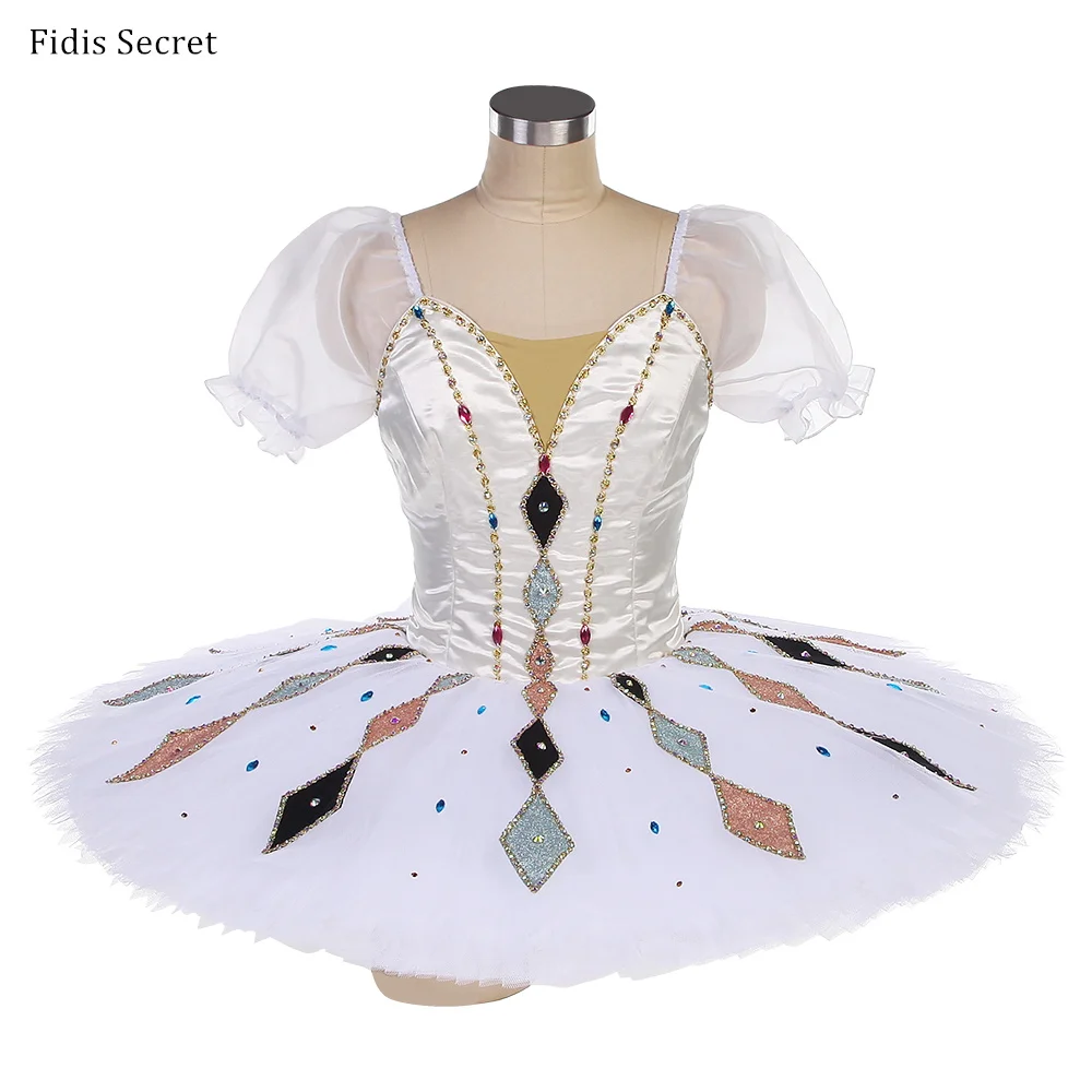 

Детские классические блинные балетные пачки цвета слоновой кости, профессиональные сценические костюмы феи сахарной сливы для девочек, платье с узором арлекина балерины