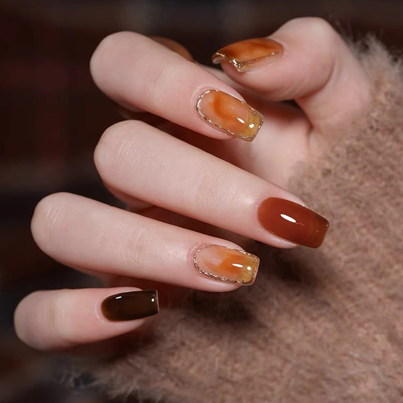 10ML 1-8 Uds 2025 Otoño Invierno gran oferta rojo Maillard concha de tortuga ámbar gelatina esmalte de uñas para uso en salón de uñas de Navidad