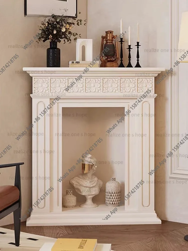 Solid Wood Corner Fireplace Decorative Cabinet Living Room American Engraved Black And White Triangular Locker Display Cabinet X