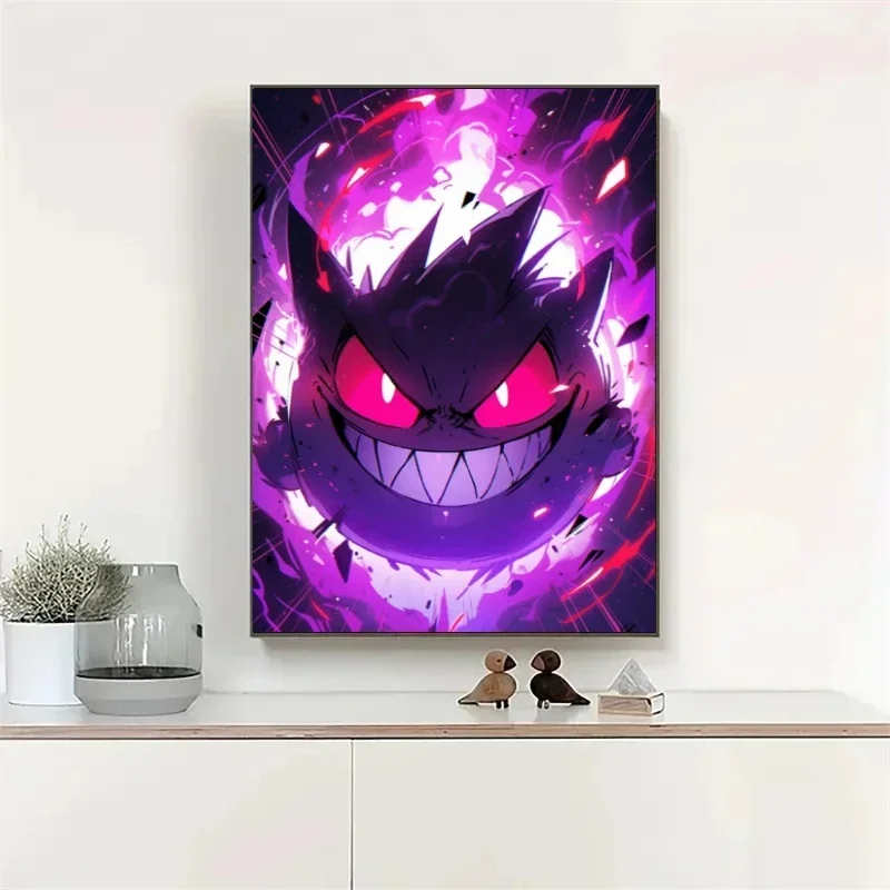 Cartoon Anime Poster Pokemon Gengar Print Kids Room Bedroom Decoration Wall Hanging Painting Children's Holiday Gifts Classic