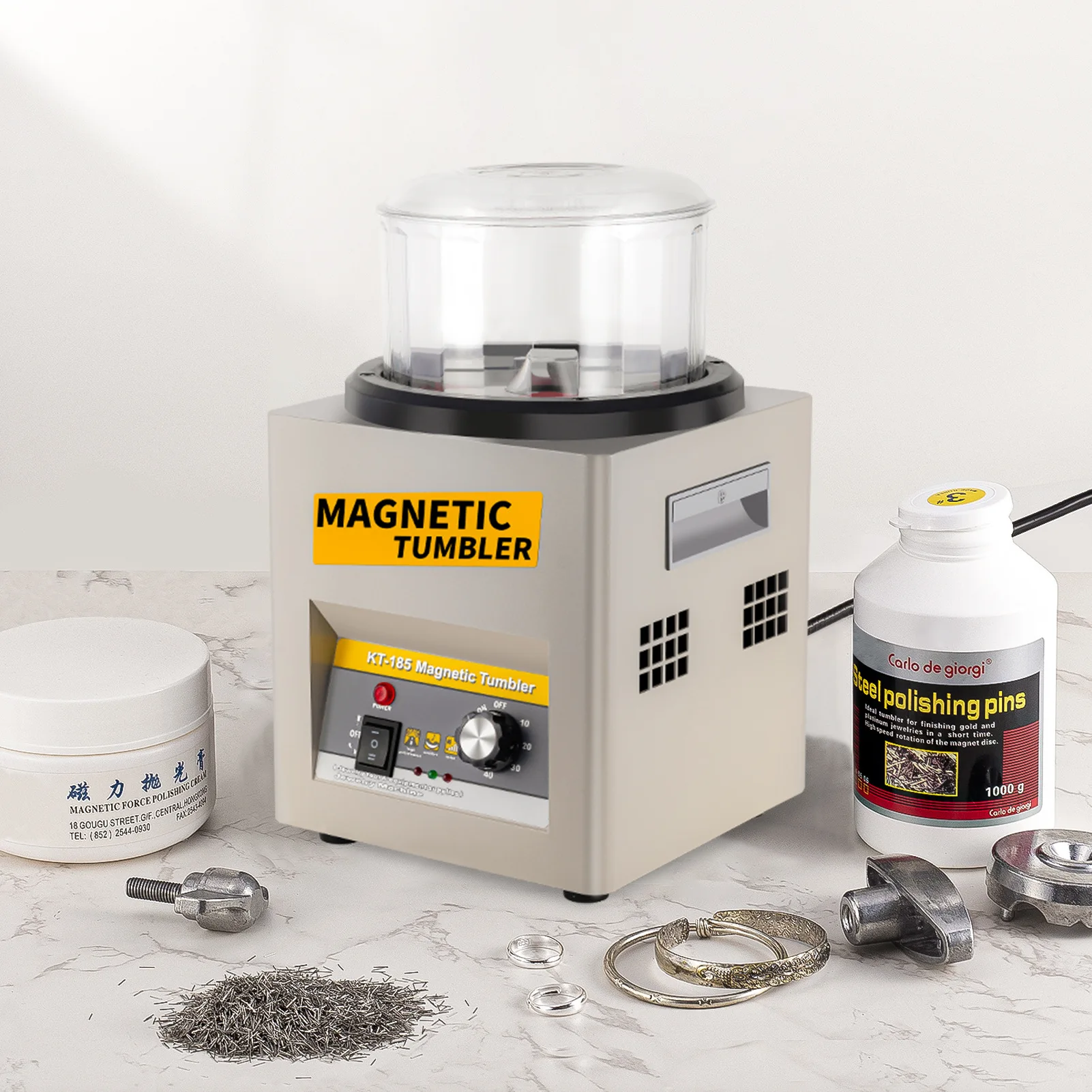 

KT-185 Magnetic Tumbling Jewelry Cleaners Grinding and Polishing Machine Magnetic Tumbler Jewelry Polisher Polishing Machine