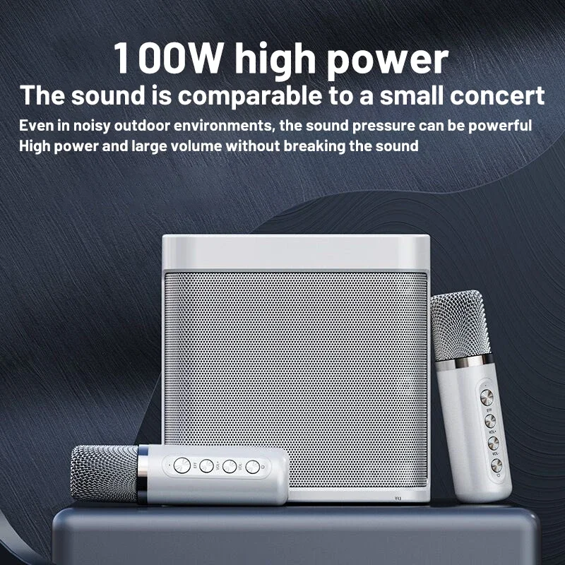 100W high power wireless portable microphone bluetooth sound outdoor family party karaoke subwoofer boom box Caixa De Som