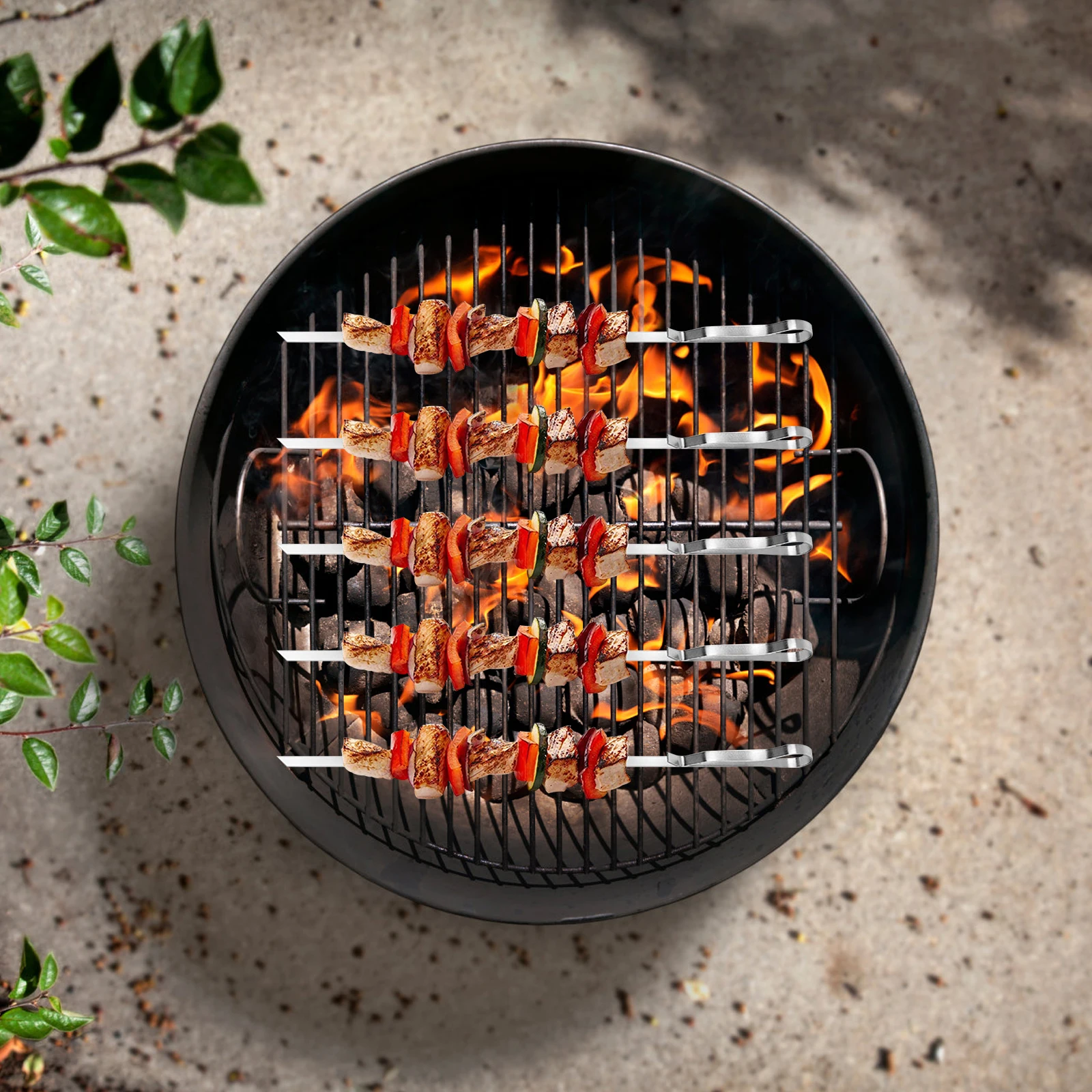 

Reusable BBQ Metal Skewers Set Rust proof Kabob Sticks for Grilling Lightweight Portable Meat Kebabs Tools Silver Color