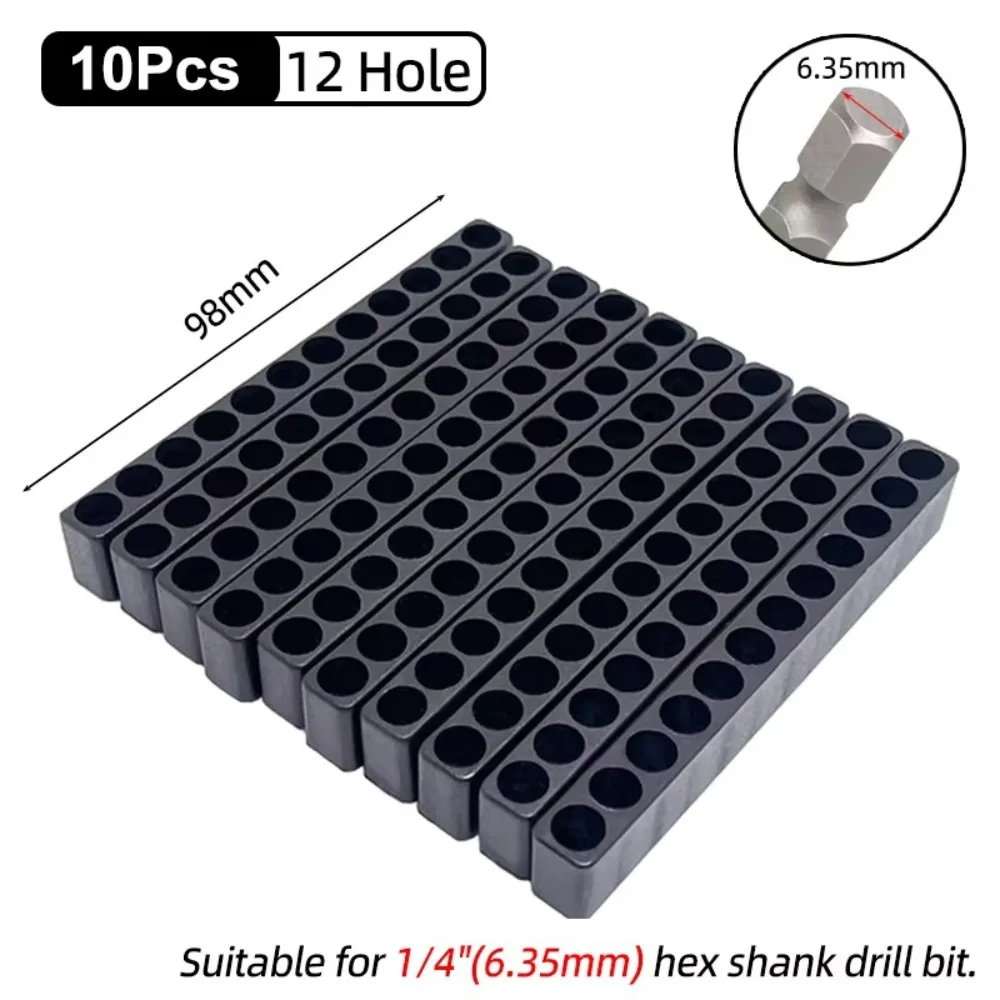 New 6/10/8/12 Holes Screwdriver Bit Holder Hex Shank Plastic Screwdriver Head Storage Black Power Tools Accessories