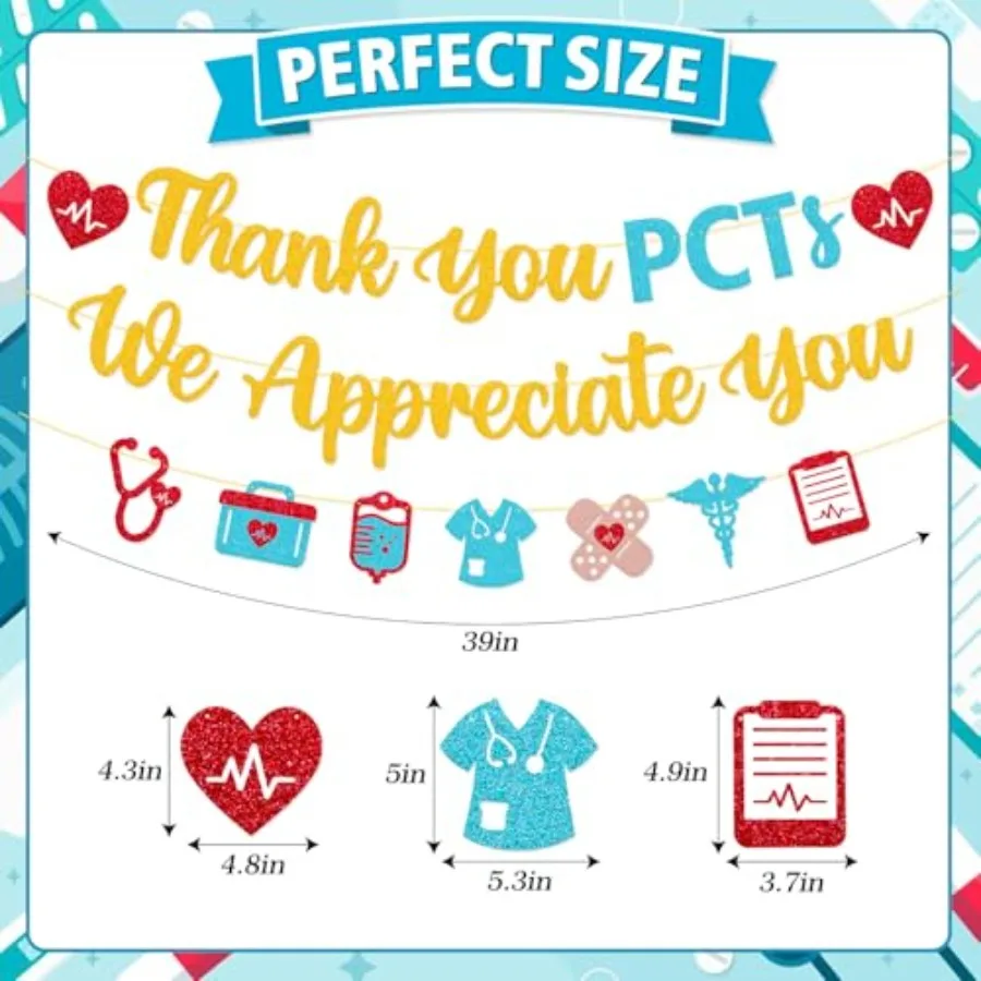 Happy PCTs Week Decoration Thank You PCTs We Appreciate You Banner Patient Care Technician Week Celebration Backdrop PCT Apprec