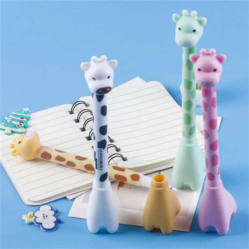 Funny Standing Giraffe Pen Stationery 0.38mm Pretty Aesthetic Cute Writing Pen Creative Kawaii Giraffe Gel Pen Desk Decor