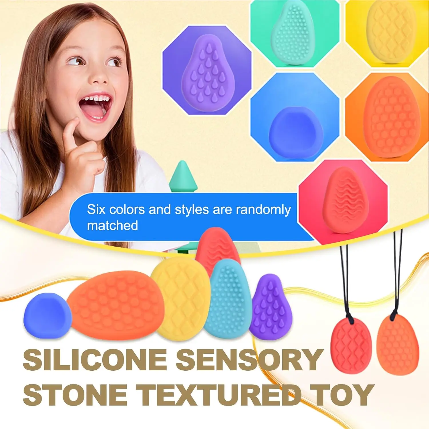 Fidget Toy Pietra sensoriale per bambini Autismo Kid Giocattolo calmante Dita Giocattolo di attività Giocattolo per alleviare l'ansia per adulti Pietra morbida colorata per preoccupazioni