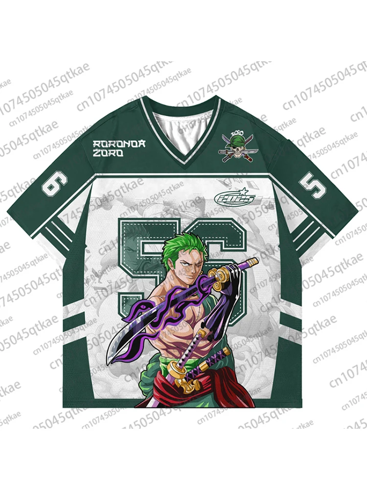 2025 une pièce Roronoa Zoro Anime maillot de Football été surdimensionné respirant maillot Vintage mode Sport Bandai Cosplay t-shirt