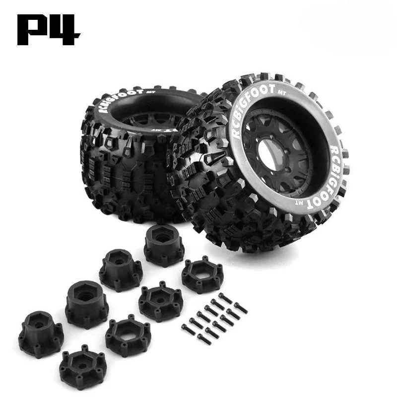 

2PCS 165MM Monster Truck Wheels Rim Tire Set 12 14 17mm Hub Hex For 1/8 Off-Road RC Car HPI Redcat Rovan Savage