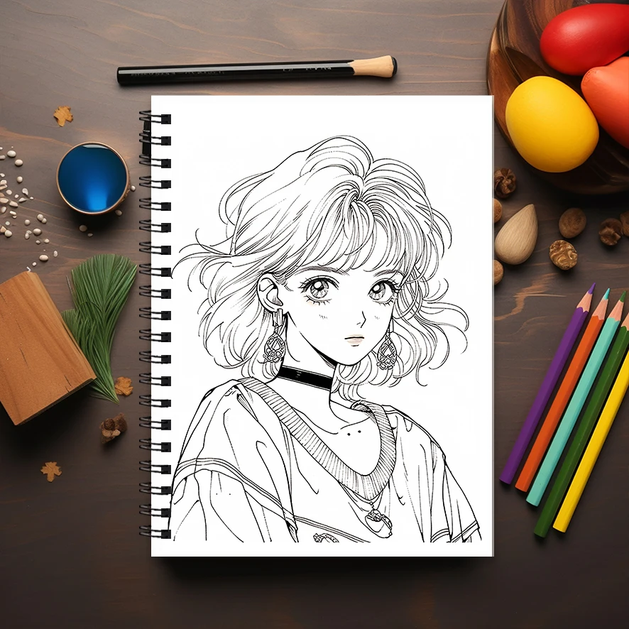 Anime Divas Adult Coloring Book - 8.3x 11.2 Inch 22 Page Coloring Book - Helps Reduce Stress and Ease Emotions