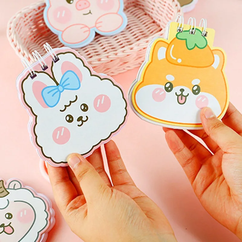 Cute Pet Special Shaped Coil Notebook Cartoon Animal Simple Word Horizontal Line Portable Pocket Notepad Student School Supplies