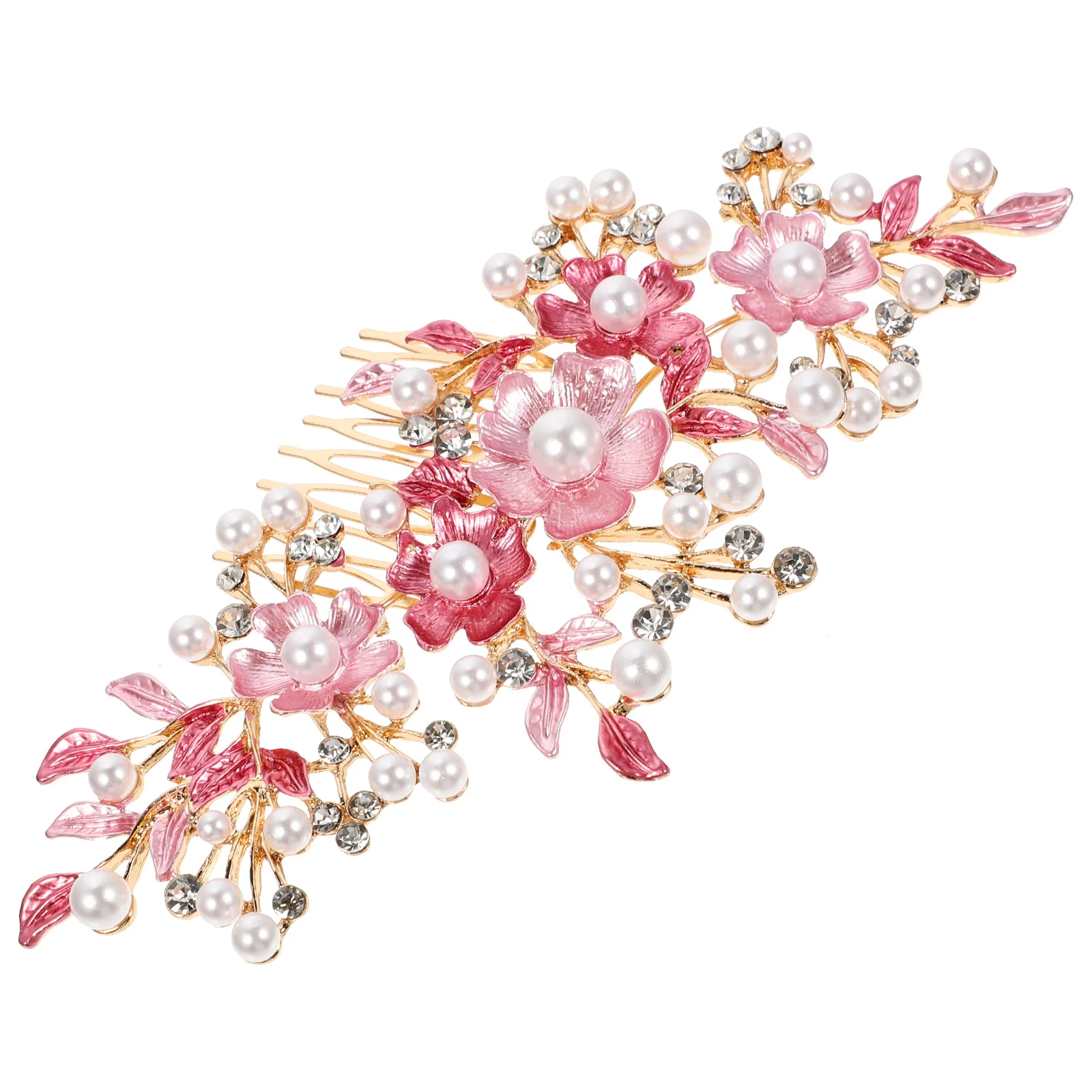 

Rose Comb Bride Floral Bridal Hair Accessories Wedding Flower Combs Women Pearl Miss