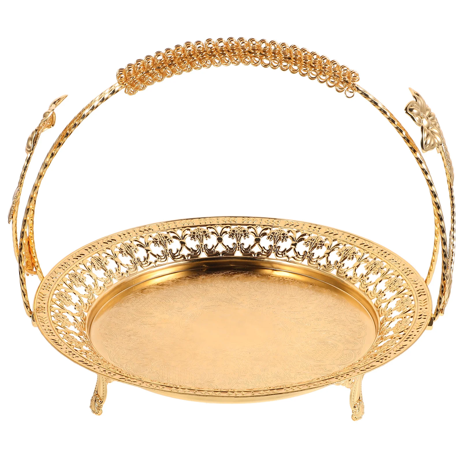 

Multifunctional Metal Fruit Basket Zinc Alloy Snack Storage With Handle Portable Dessert Serving Plate For Wedding Party Home