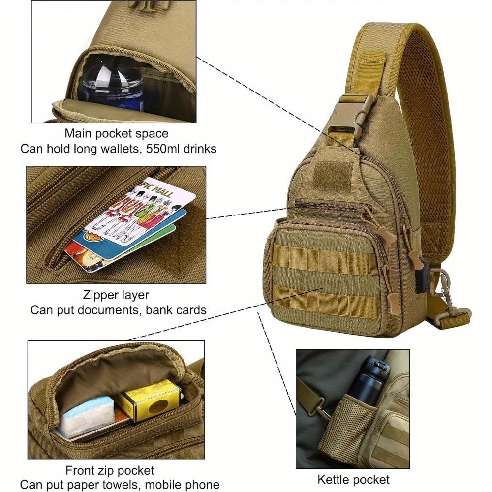 Paquete de eslinga unisex para exteriores, nailon duradero, puerto USB externo y correa personalizable, para senderismo, correr, ciclismo, viajes, gimnasio y