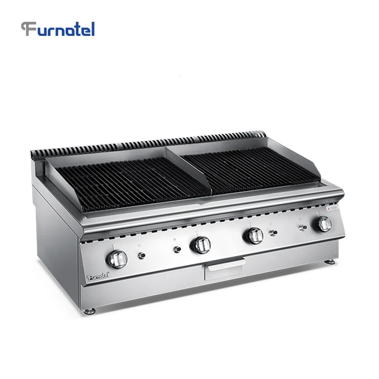 

Warehouse Clearance Sale Commercial Cooking Range Double Side Stainless Steel Gas Lava Stone Grill