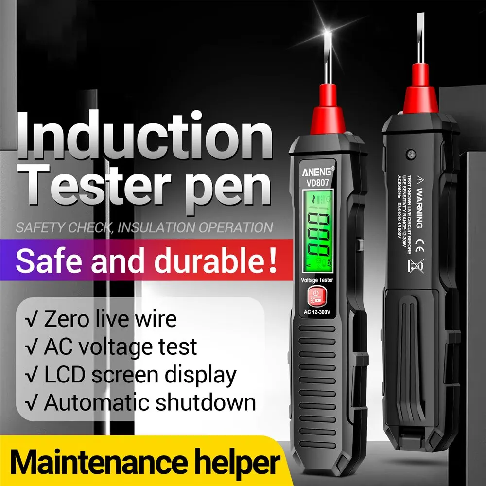 Voltage Detector Smart Non-Contact Voltage Tester Pen Meter 12-300V Current Electric Sensor Test Pencil Voltage Indicator VD807