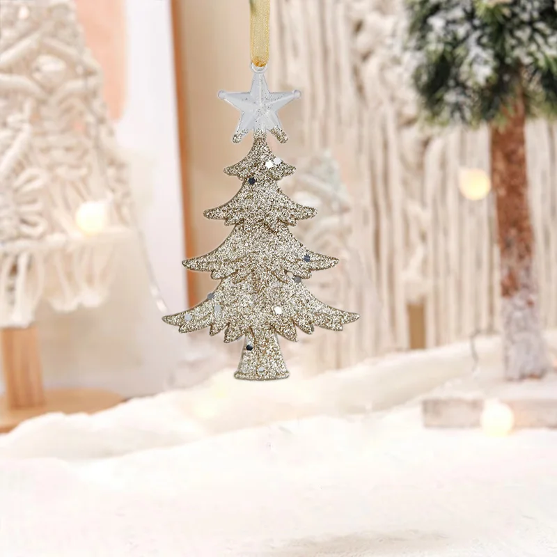 Christmas Tree Champagne Angel Elk Snowflake Star Pendant Hanging Ornaments Decorations Party Home Festival Decor Navidad 2024