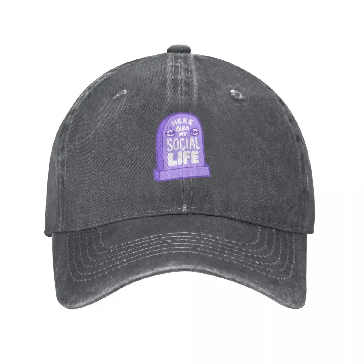 Here Lies My Social Life in Lilac Baseball Cap Mountaineering fashionable Mens Women's