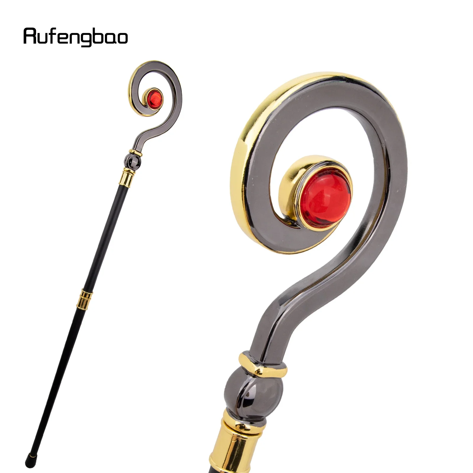 

Golden Black Hanger Red Diamond Fashion Stick Decorative Cane Elegant Fashion Cane Cosplay Alloy Crosier Vintage Stick 93cm