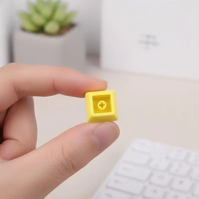Cartoon Cheese Cake Keycap Set – 4Pcs Cube Shaped Cute Mechanical Keyboard Keys, Decor for DIY Keyboard Customization