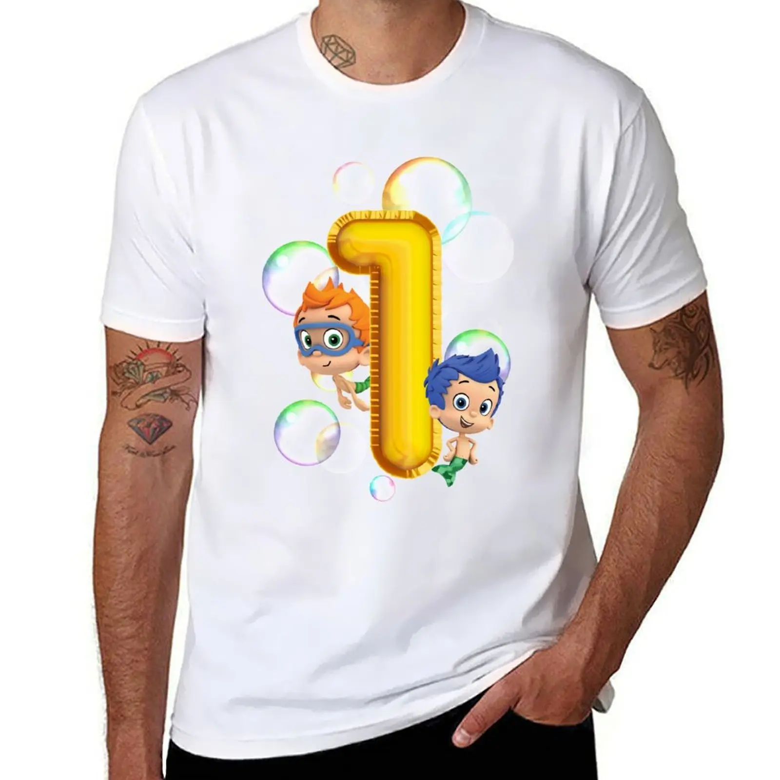 

1st birthday boy bubble guppies / cartoon / mermaids / kids T-Shirt t shirt for man t shirts with prints T-Shirt