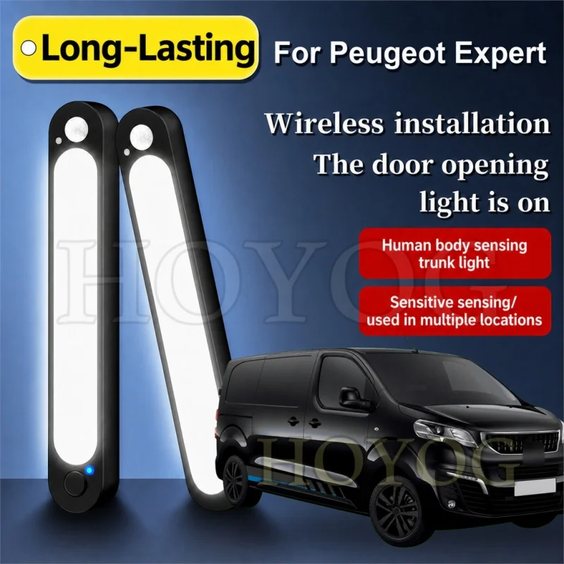 For Peugeot Expert 1995-2026 Car Trunk Light LED Lamp Magnetic Sensor Wireless Camping Boot Cargo Light Van Interior Cabin