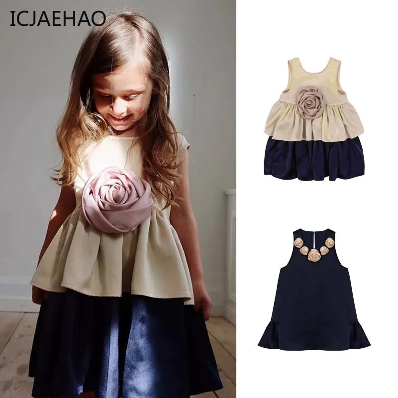 

ICJAEHAO Girls Dress 2024 Party Birthday Sleeveless Princess Clothes Matching Spring and Summer Small Rose Baby Children Outfits