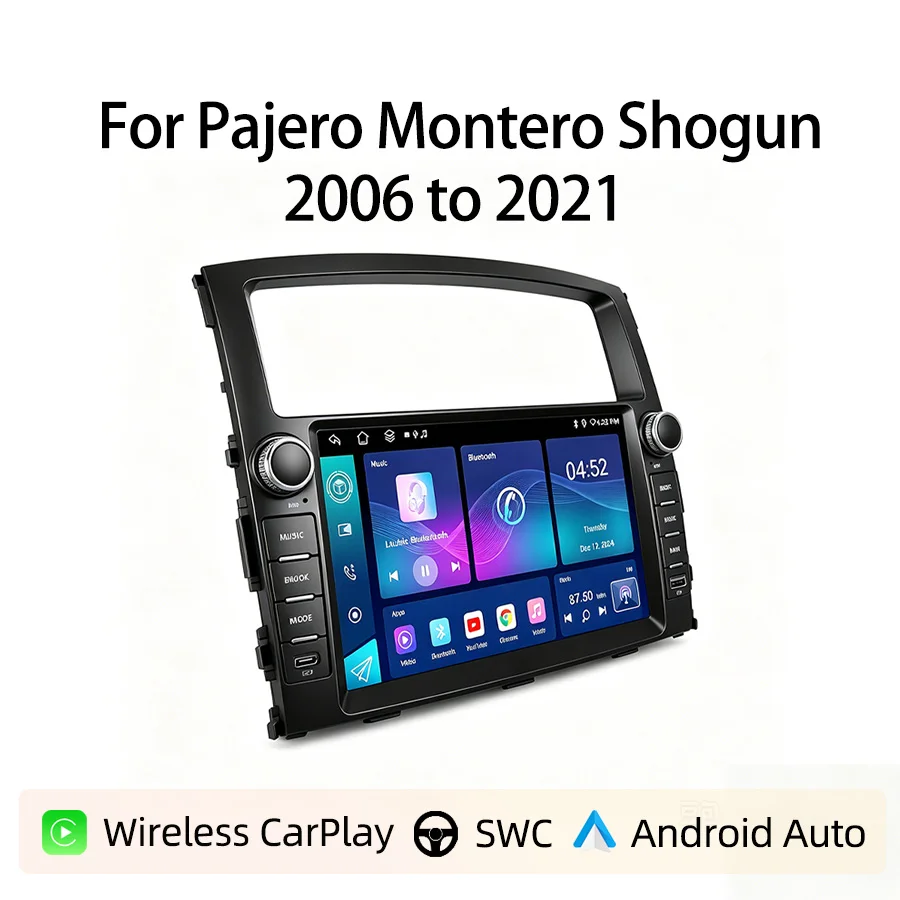 Car Radio Type-C For Mitsubishi Pajero Montero Shogun 2006 to 2021 Wireless CarPlay Android Auto GPS Bluetooth Steering Control