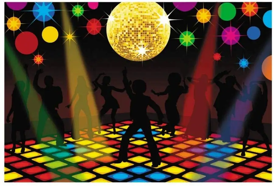 

60s 70s Disco party Ball Stage colorful Rainbow sparkly glitter led light backdrops party background