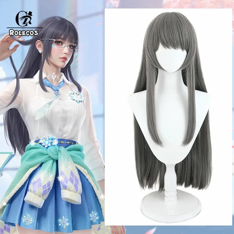 AAA 2025 ROLECOS Naraka Bladepoint Heart Beat Gu Парики для косплея Justina Gu 75 см Длинный серый парик Cos Термостойкий синтетический