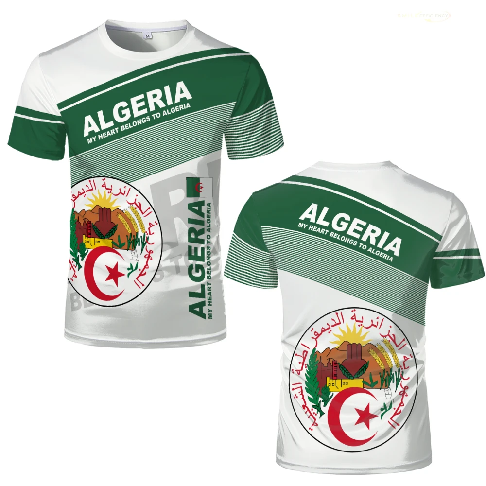 2024 NEW Algeria Flag Badge Emblem 3D Printed T-shirt Outdoor Unisex Breathable Sports Tops National Day Gifts Personalized Tee