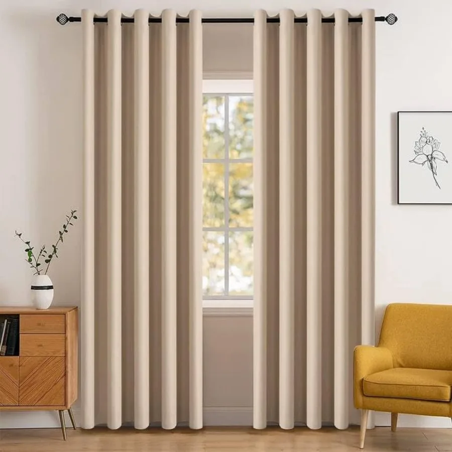 

Room Darkening Curtains Thermal Insulated Drapes Solid Window Treatment Set Grommet Top Light Blocking out Curtain for Living R
