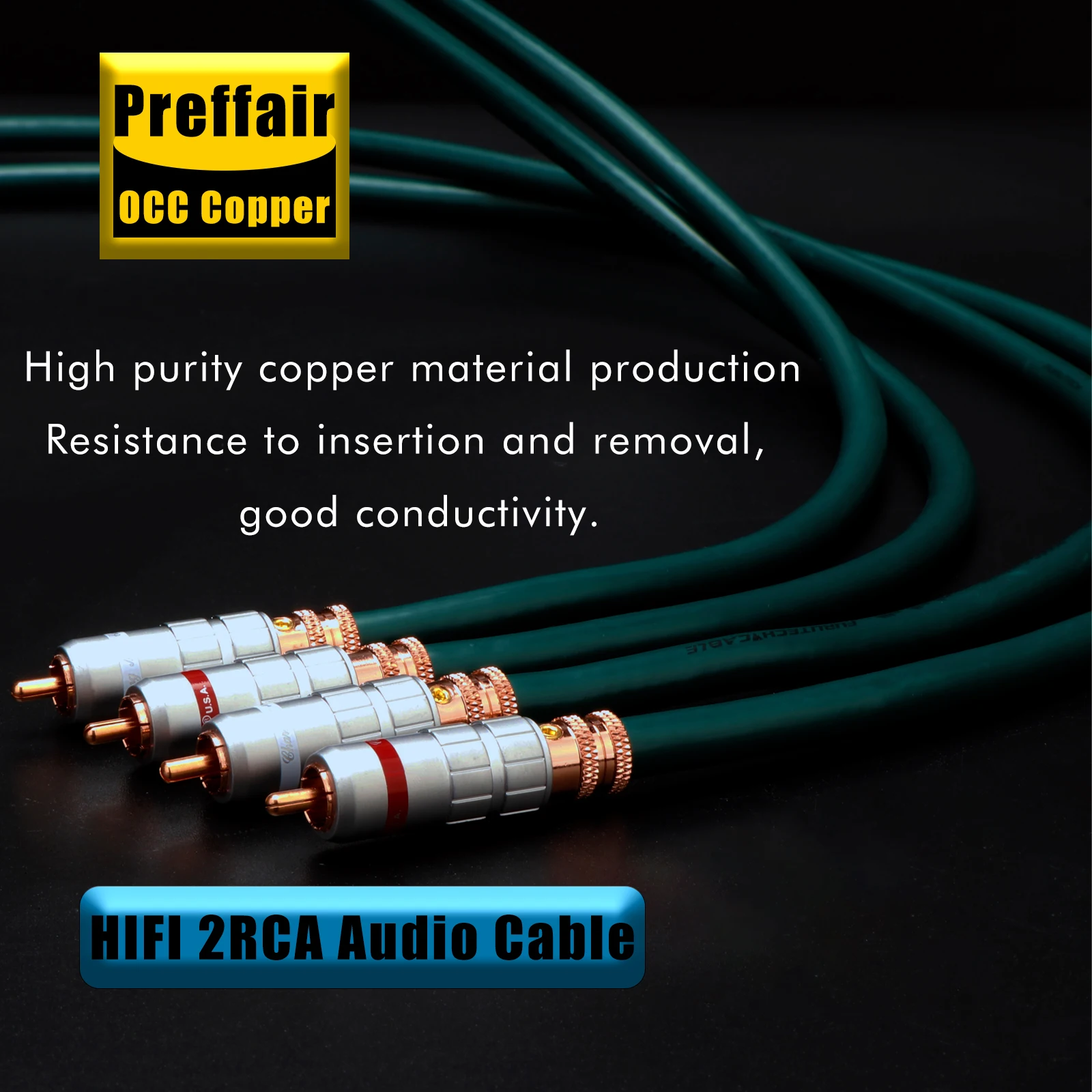 

HiFi OCC Silver Plated RCA Audio Cable 2RCA to 2RCA Cable Interconnects signal wire with red copper plated plug