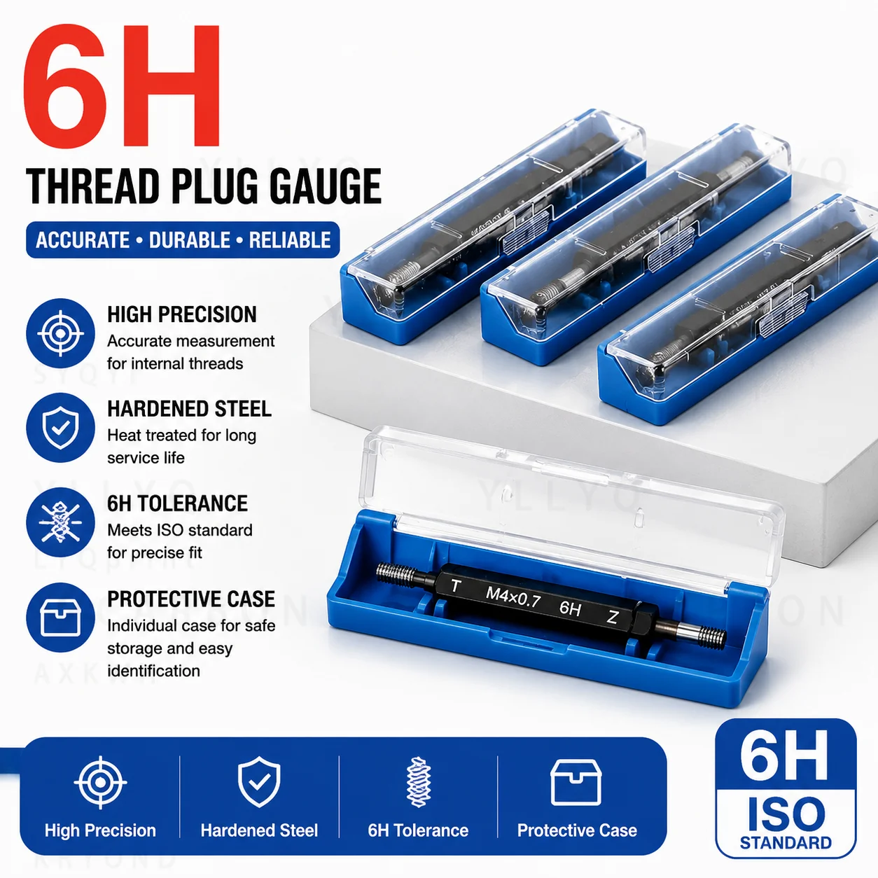 High Precision Metric Fine Thread Plug Gauge M1-M5 M22-M58 Pitch 2 Thread Gauge Calibration Measuring Tool Industrial