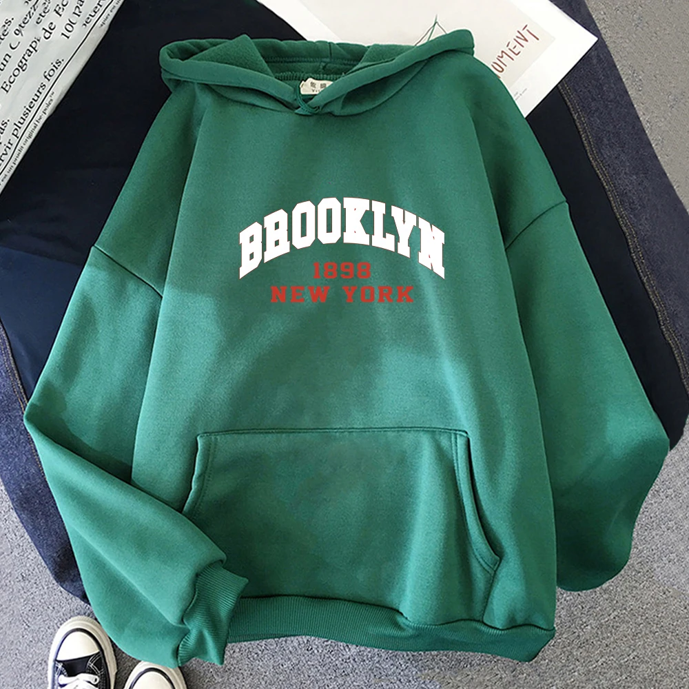 Brooklyn 1898 New York Oversized Hoodie MEN Harajuku Sense of Design Sweatwear Couple Sweatshirt Fashion Handsome Four Seasons