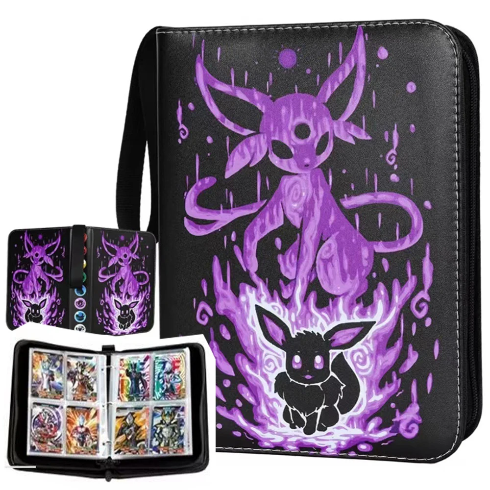 Imagen de Álbum de tarjetas con cremallera de PU para 400 tarjetas, carpeta de colección para tarjetas Pokémon, hobby coleccionista.