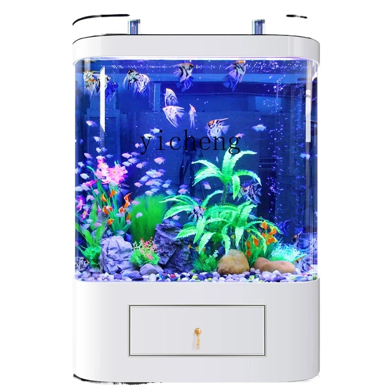 XL living room fish tank aquarium, ecological glass, small semi-circular goldfish tank