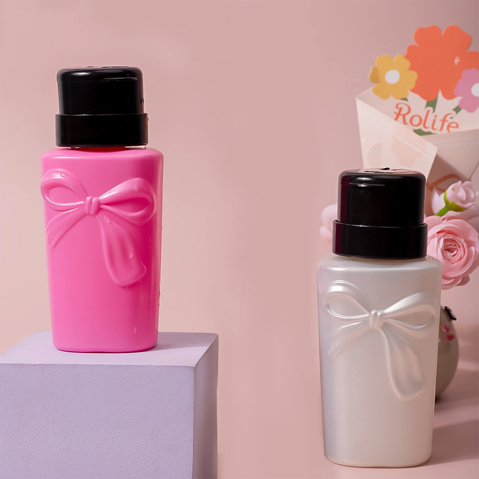 200 ミリリットルマニキュアリムーバーアルコールプレスディスペンサーボトル弓装飾付きネイルアートサロン家庭用