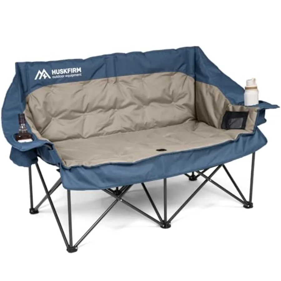 

Double Camping Chair Oversized Padded Camping Chairs for Adults Folding Loveseat with Cup Holders and Side Pockets Heavy Duty O