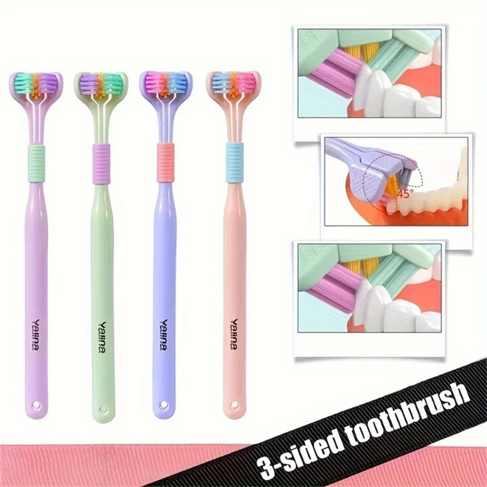 Three-Sided Toothbrush with Ultra-Fine Soft Bristles for Adults, Deep Cleaning Travel Oral Care