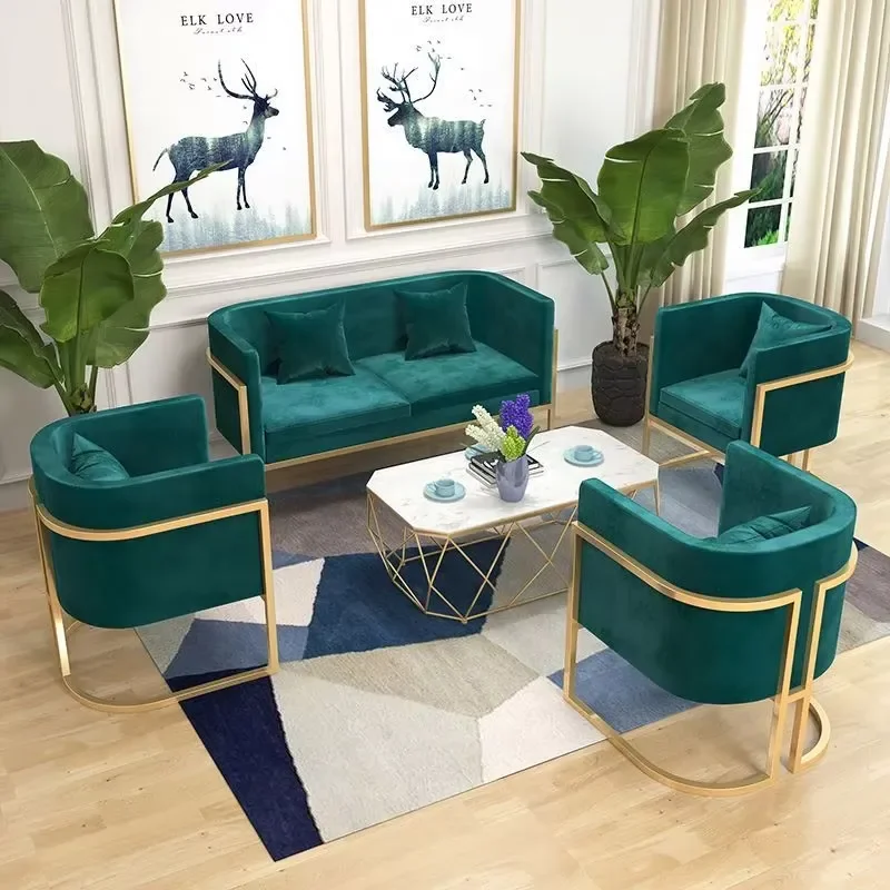 Luxury beauty salon sofa living room furniture home U-shaped velvet sofa living room set