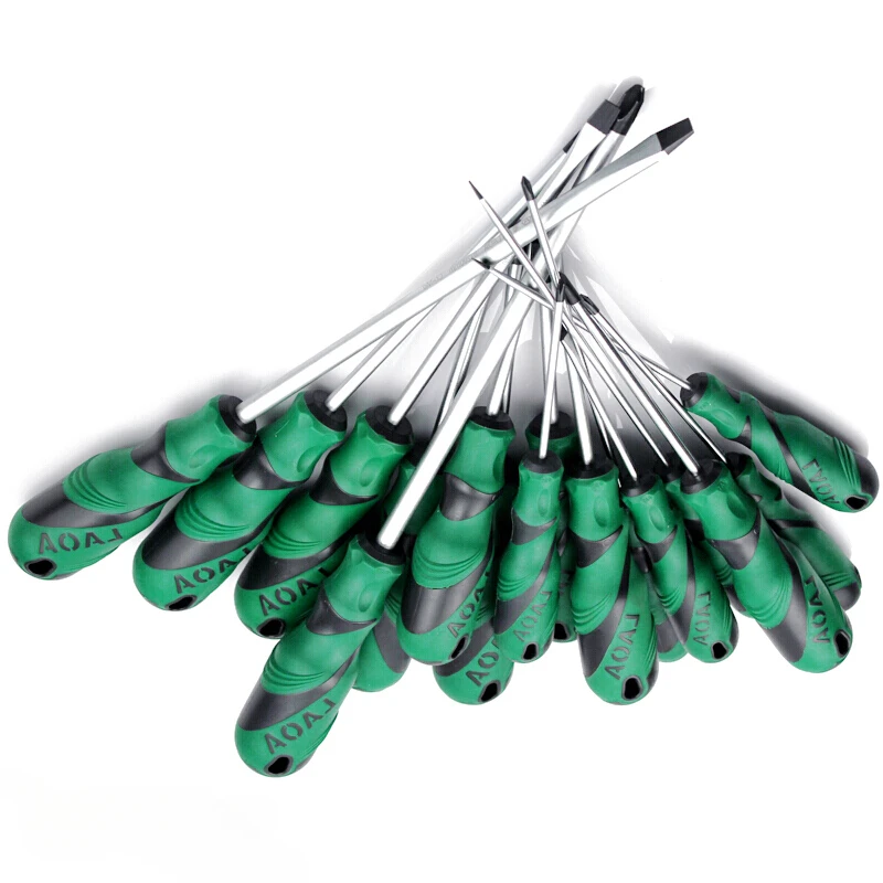 1pcs Magnetic Screwdriver S2 Material Slotted Screwdriver with Double-Color Handle and Phillips Screwdrivers