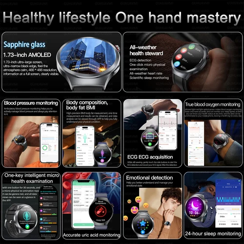 Imagen 2 del producto 2025 nuevo para XIAOMI Health Trackr ácido úrico lípidos en sangre reloj inteligente presión arterial ECG + PPG reloj análisis corporal Smartwatchs hombres