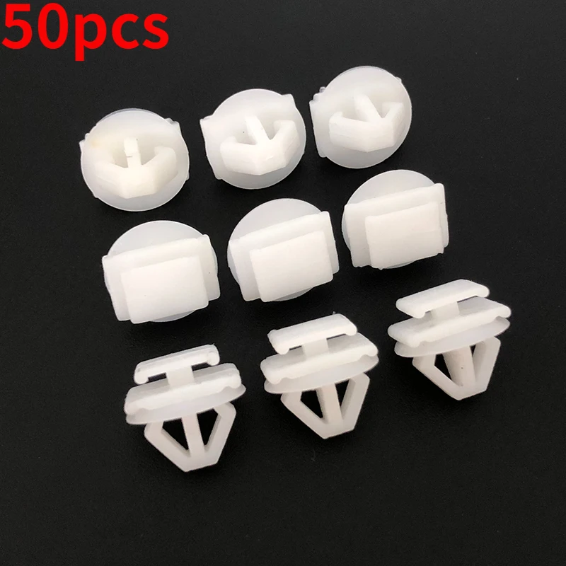 50 pçs carro especialista porta fivela moldagem clipes branco guarnição painel buraco empurrar fixadores de cobertura do motor para peugeot 106 206 306 307 806