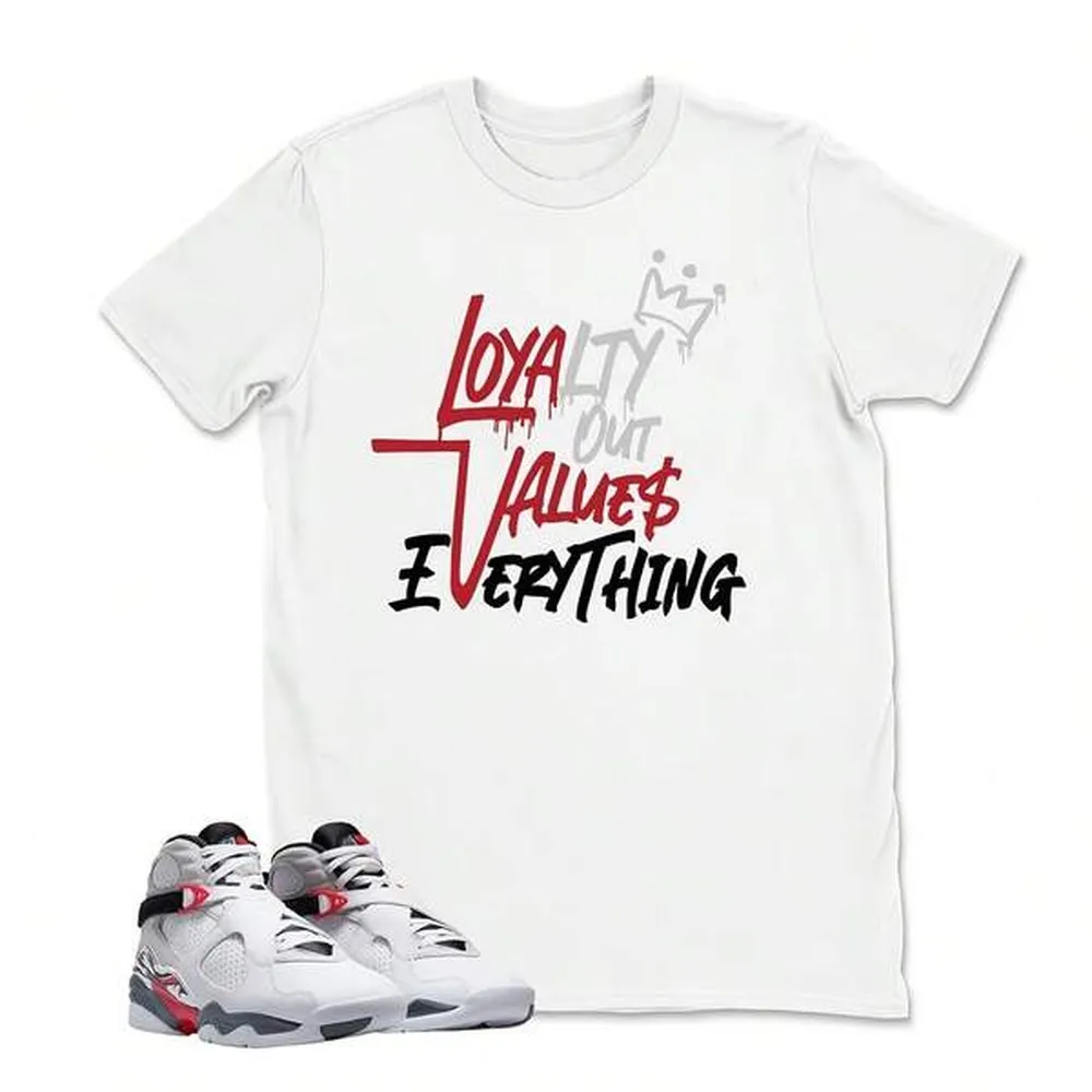 Jordans 8 White Red Sneaker Match Tee Shirt White, Ajs8 Bugs Sneaker Matching Shirt