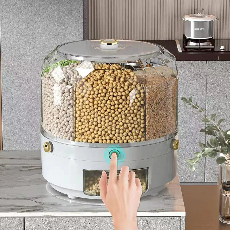 Kitchen Storage Box 360 Degree Rotating Rice Dispenser Moisture-proof Food Container Sealed Dry Cereal Grain Bucket Kitchen Item image 4