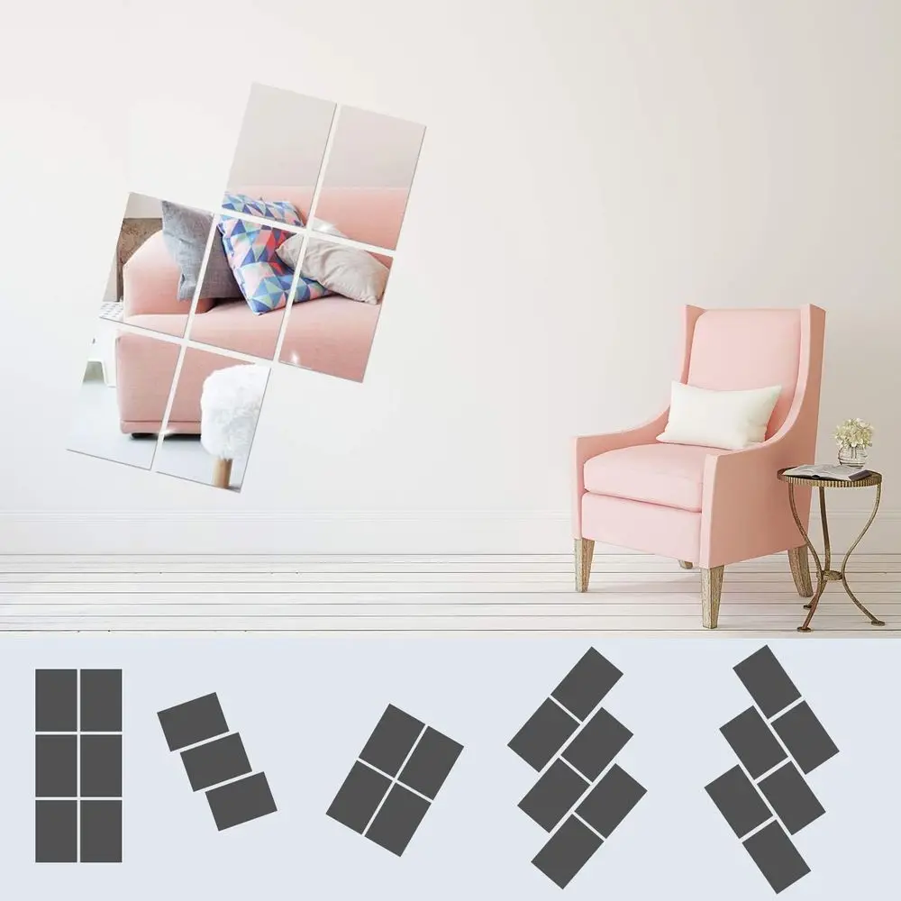 20 Pcs Mirror Sheets, 4''x 6'' Self-Adhesive Non Glass Cut to Size Mirror Stickers Tiles, Safe Unbreakable Plastic Small for Cla