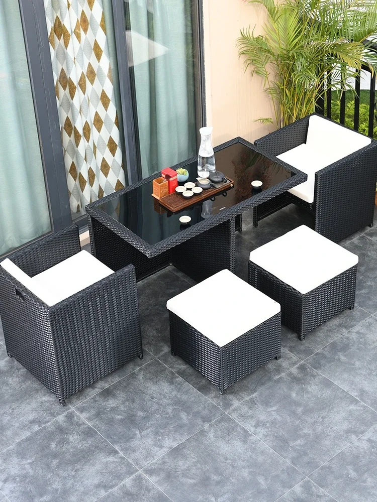 

Outdoor Courtyard Garden Villa Balcony Combination Sun Room Outdoor Rattan Furniture